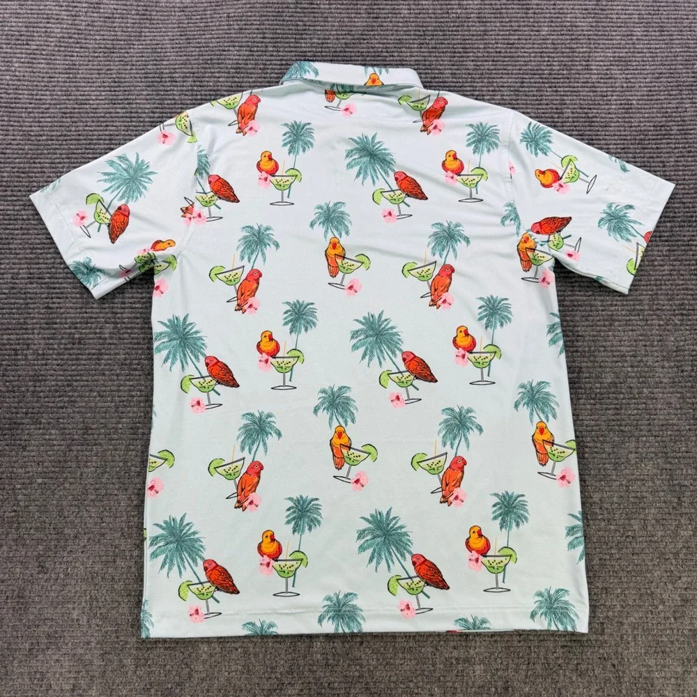 Waggle Golf Tropical Parrot Margarita Performance Polo Shirt Mens Large Casual - Picture 3 of 10